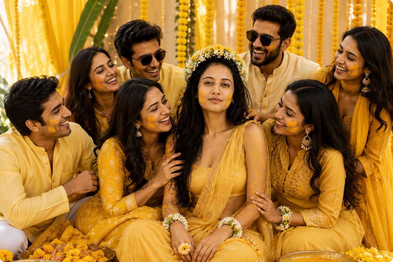 Haldi ceremony with bride and friends